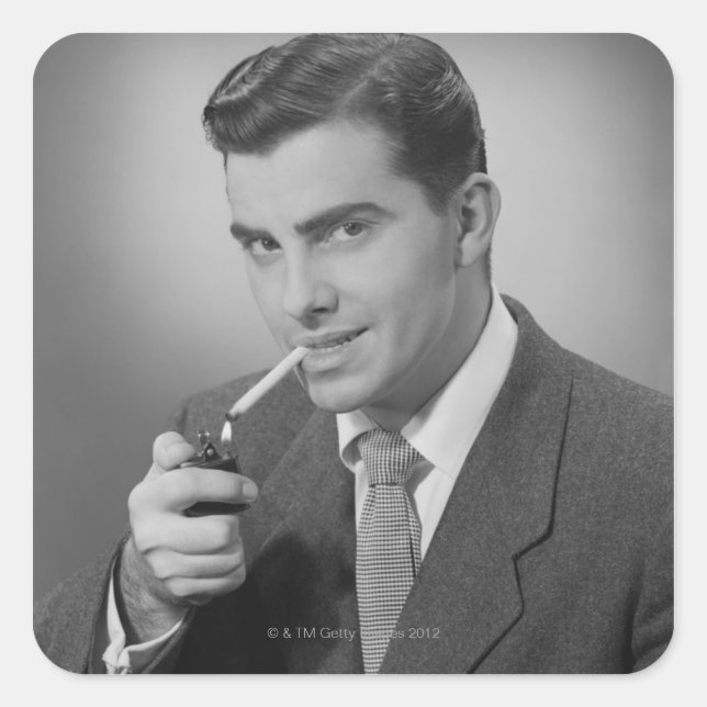 Sticker Carré Cigarette Homme Éclairage (Devant)