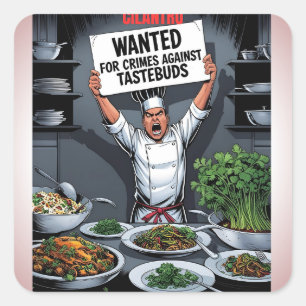 Sticker Carré Cilantro - Recherché pour les crimes contre les Ta