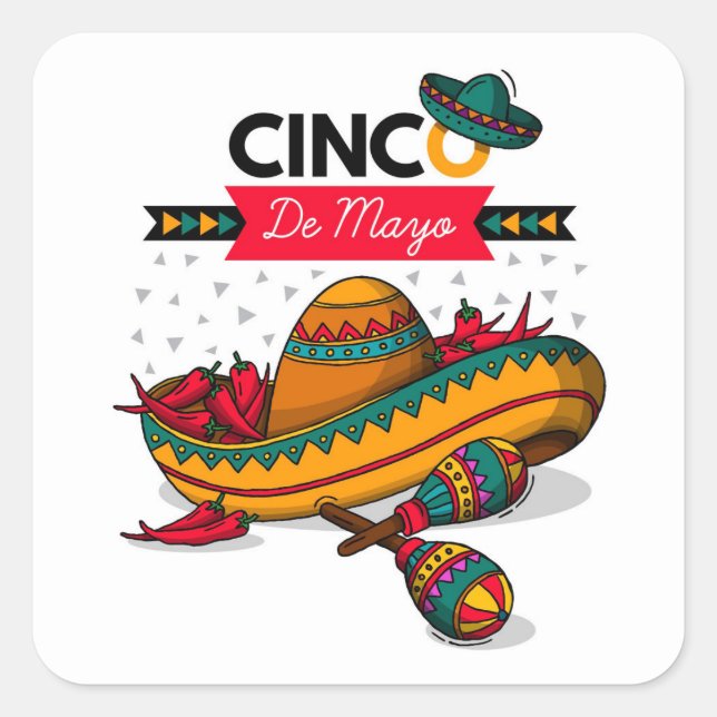 Sticker Carré Cinco De Mayo (Devant)