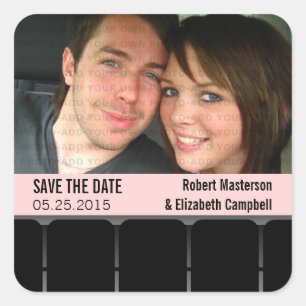 Sticker Carré Cinéma Photo Enregistrer la date Stickers, rose