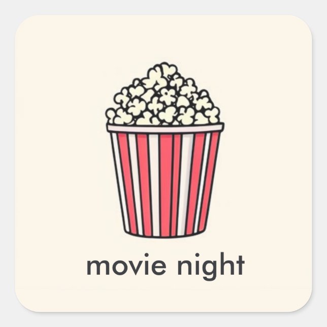 Sticker Carré Cinéma Popcorn (Devant)