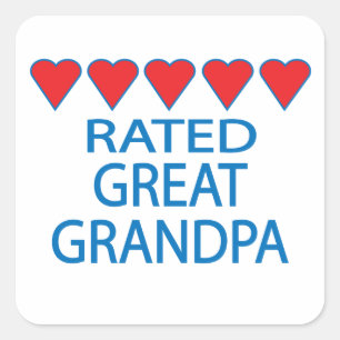 Sticker Carré Cinq Coeurs grand grand-père