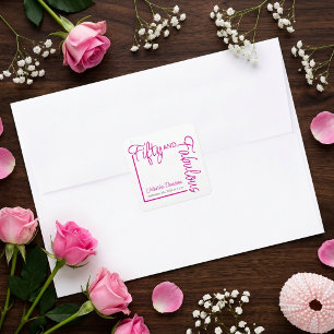 Sticker Carré Cinquante ans et Fantastique Nom Date 50e Annivers