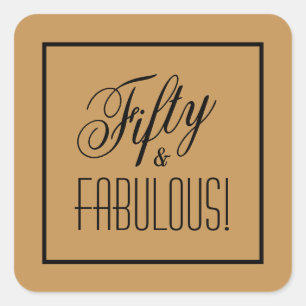 Sticker Carré Cinquante et FABULEUX ! Gold & Black 50e anniversa