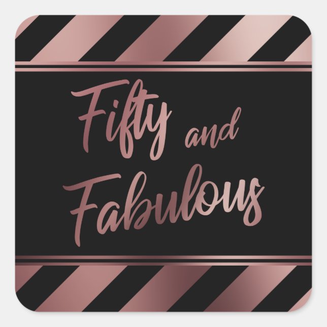 Sticker Carré Cinquante et fabuleux Rose Gold & Black Diagonals (Devant)