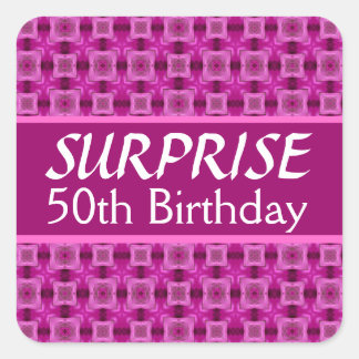 Sticker Carré cinquantième Motif de fête de rose d'anniversaire