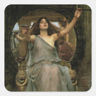 Sticker Carré Circé offrant la coupe à Ulysse par JW Waterhouse