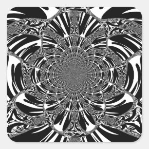 Sticker Carré Circulaire Zebra Kaleidoscope Art