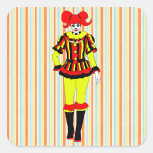 Sticker Carré Circus Clown femme spectacle côté monstre horreur 
