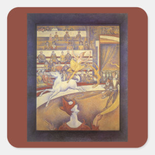 Sticker Carré Cirque par Georges Seurat, Art pointilliste vintag