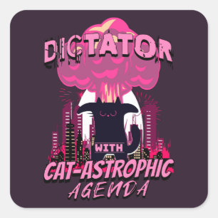 Sticker Carré Citation Catastrophique Funny Angry Cat