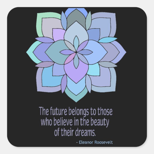 Sticker Carré Citation de beauté Mandala Eleanor Roosevelt (Devant)