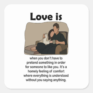 Sticker Carré Citation de couple d'amour romantique pour la fête