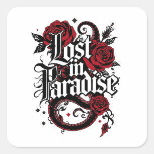 Sticker Carré Citation de style tatouage romantique foncé