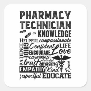 Sticker Carré Citation de technicien en pharmacie Médecine Pharm