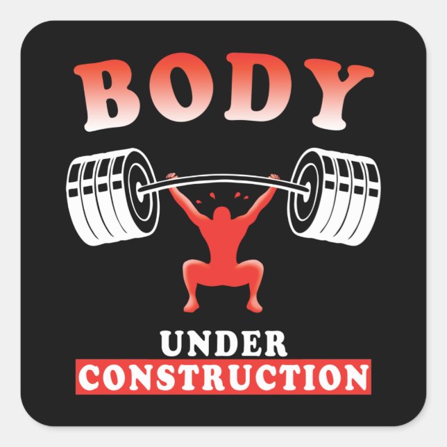 Sticker Carré Citation d'entraînement de la musculation (Devant)