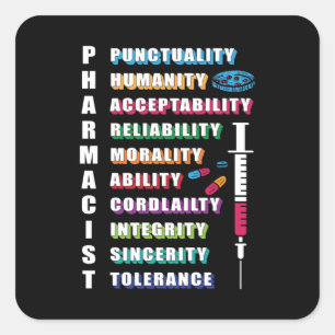 Sticker Carré Citation du pharmacien Technicien en pharmacie Pha