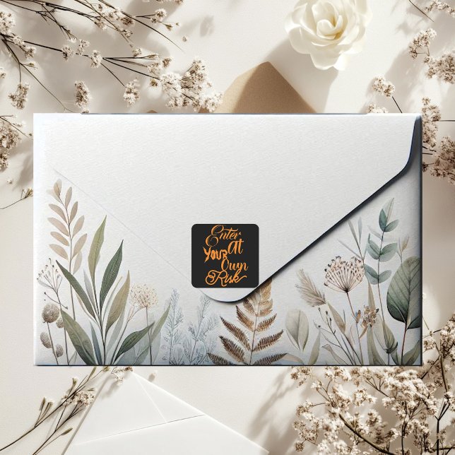 Sticker Carré Citation éffrayante Funky Citation Halloween Ghost (Spooky Funky Quote Halloween Ghost Party Scary Square Sticker)