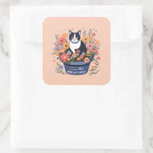 Sticker Carré Citation Inspirationnelle de chat amusant