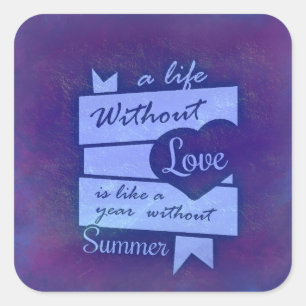Sticker Carré Citation inspirée sur l'amour sur l'aquarelle viol