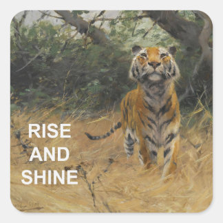 Sticker Carré Citation Texte Monter & Briller + Peinture Tiger V