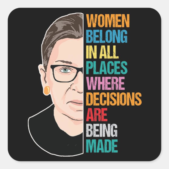 Sticker Carré Citations célèbres RBG, RBG Ruth Bader Ginsburg (Devant)