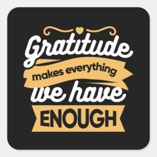 Sticker Carré Citations de la typographie de la Gratitude inspir