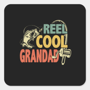 Sticker Carré Citations grand-père Grand Cool de pêche