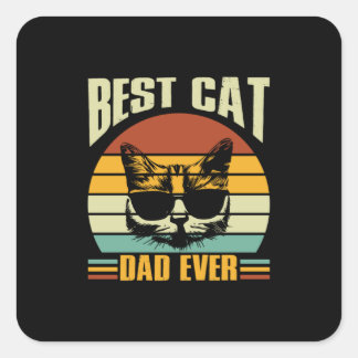 Sticker Carré Citations grand-père | Meilleur papa de chat