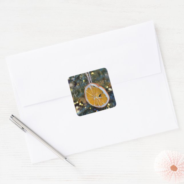 Sticker Carré Citron et parties scintillant (Enveloppe)