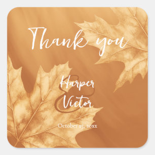 Sticker Carré citrouille avec mariage de automne accent feuille