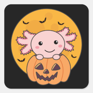 Sticker Carré Citrouille Axolotl Amateurs De Beaux Animaux Pour 