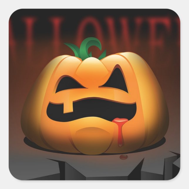 Sticker Carré Citrouille de dent d'Halloween effrayant (Devant)