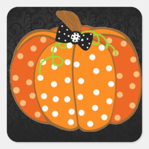 Sticker Carré Citrouille de Halloween