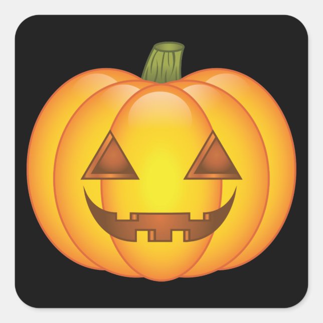 Sticker Carré Citrouille de Halloween de dessin animé mignon Jac (Devant)