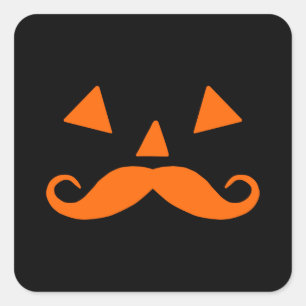 Sticker Carré Citrouille Halloween à la Moustache