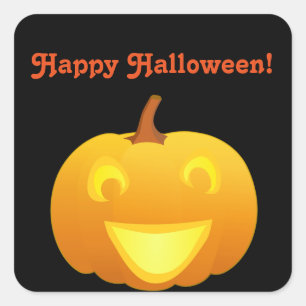 Sticker Carré Citrouille heureux de Halloween