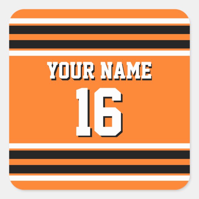Sticker Carré Citrouille Orange Blk Team Jersey Numéro personnal (Devant)