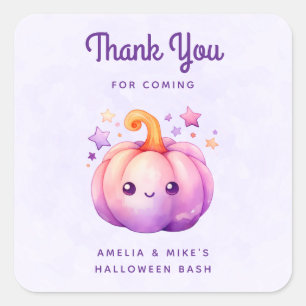 Sticker Carré Citrouille Pastel avec Étoiles Mignon Merci Rêveur