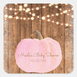 Sticker Carré Citrouille rose étincelle Automne Lumières rustiqu