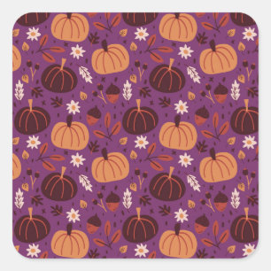 Sticker Carré Citrouilles d'automne