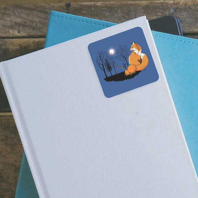 Sticker Carré Citrouilles de la forêt Red Fox (Créateur téléchargé)