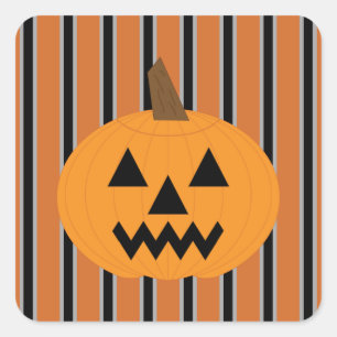 Sticker Carré Citrouilles d'Halloween amusants et fantaisistes