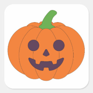 Sticker Carré Citrouilles et chats noirs mignons pour Halloween