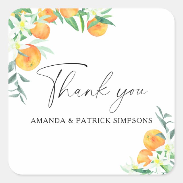 Sticker Carré Citrus - Merci Mariage (Devant)