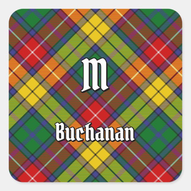 Sticker Carré Clan Buchanan Tartan (Devant)