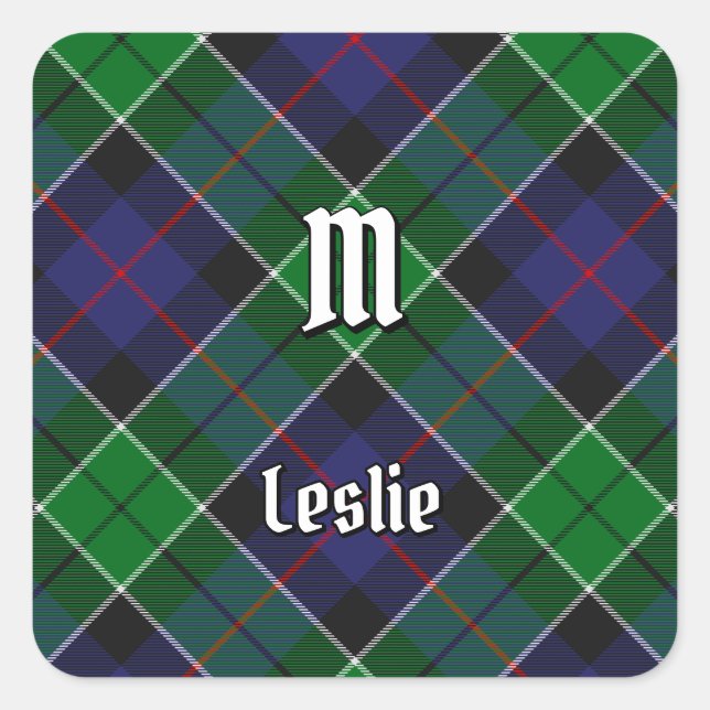Sticker Carré Clan Leslie Chasse Tartan (Devant)