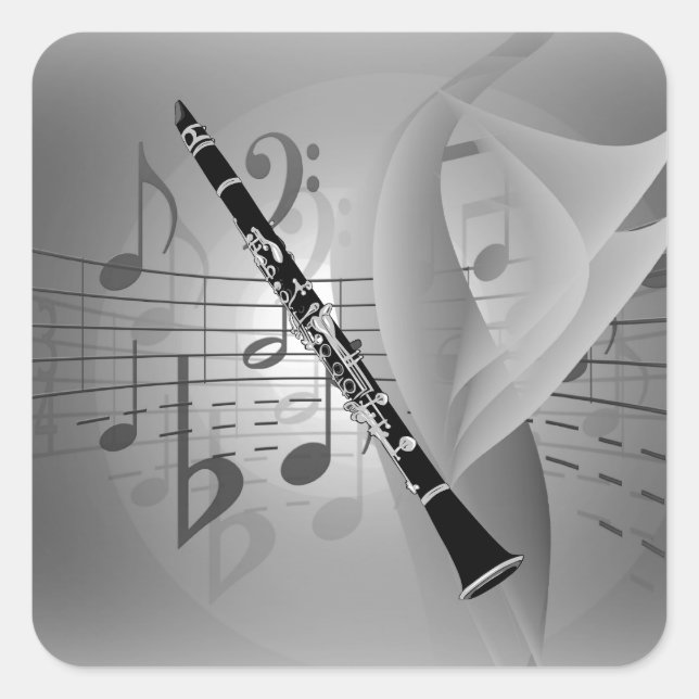 Sticker Carré Clarinet aux accents musicaux (Devant)