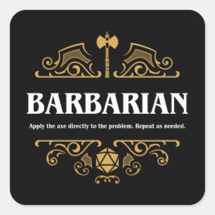Sticker Carré Classe Barbare Tabletop Jeu RPG