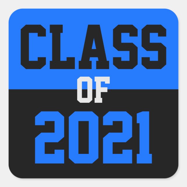 Sticker Carré Classe Bleu et Noir de 2024 Graduation (Devant)
